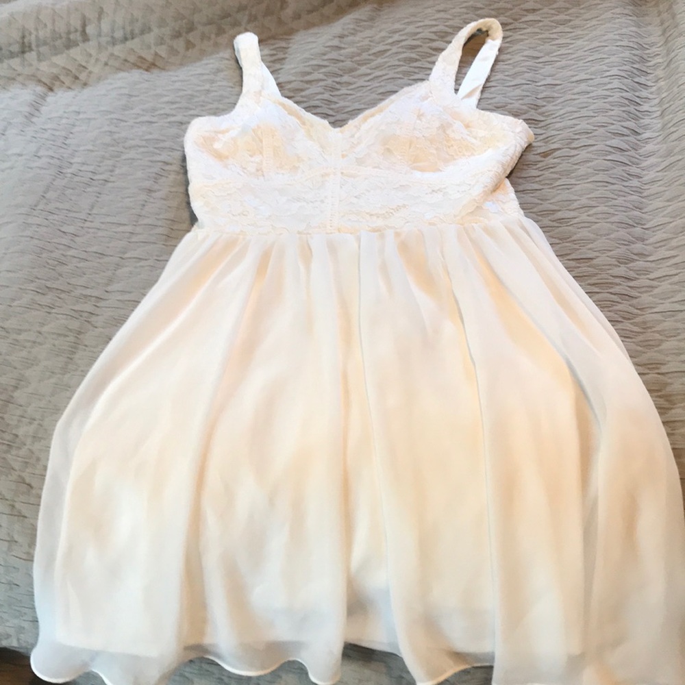 White dress with lace top from Francesca’s